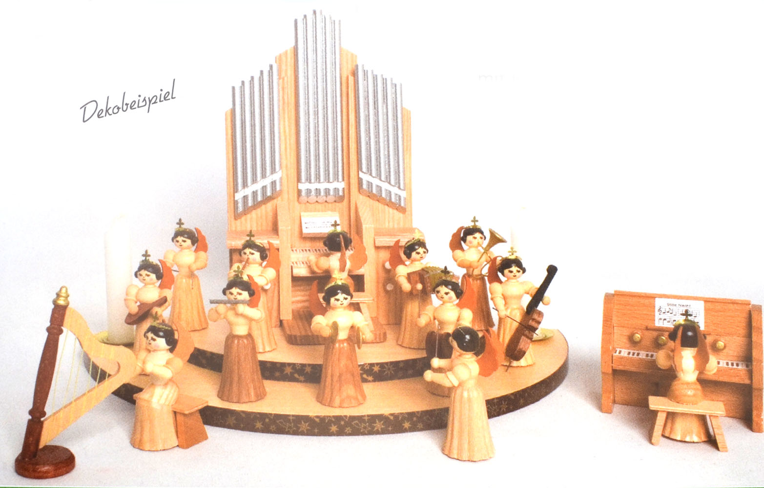 Engel Langrock mit Schwibbogen Natur 7 cm Konzertengel  Engel Langrock mit Schwibbogen Natur 7 cm Konzertengel