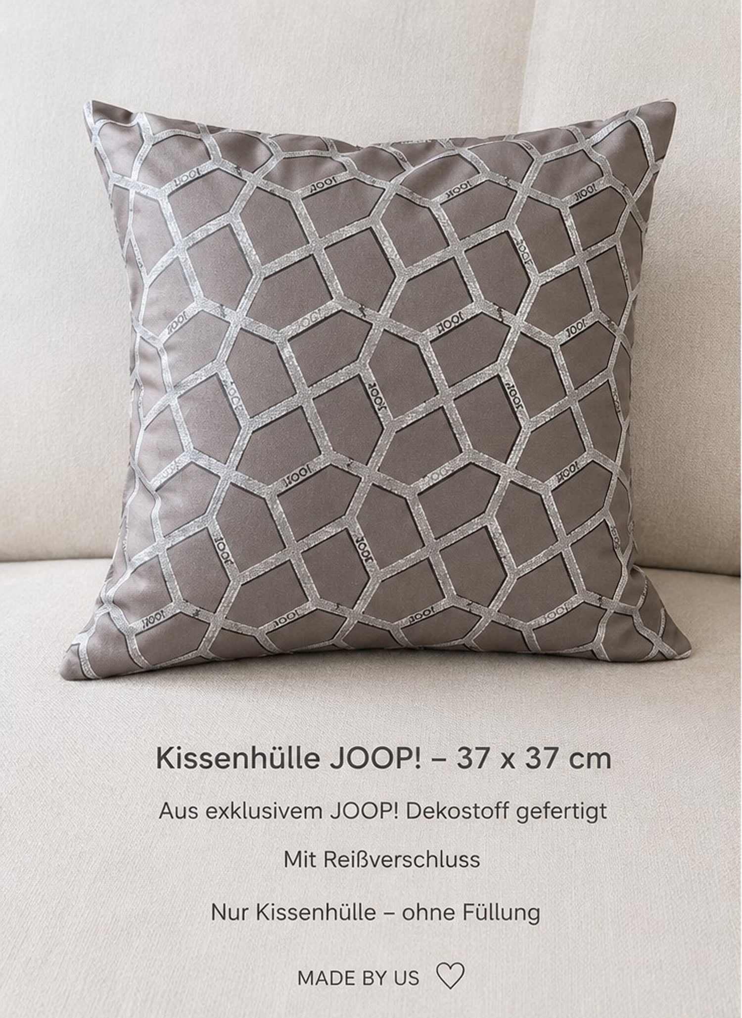 Kissenhülle 37 x 37 cm mit Reißverschluss | Handgefertigt