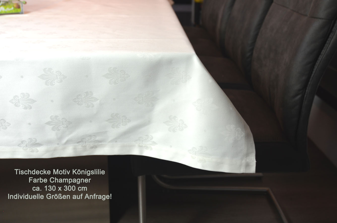 Tischwäsche Tischdecke 130 x 300 cm champagner Königslilie