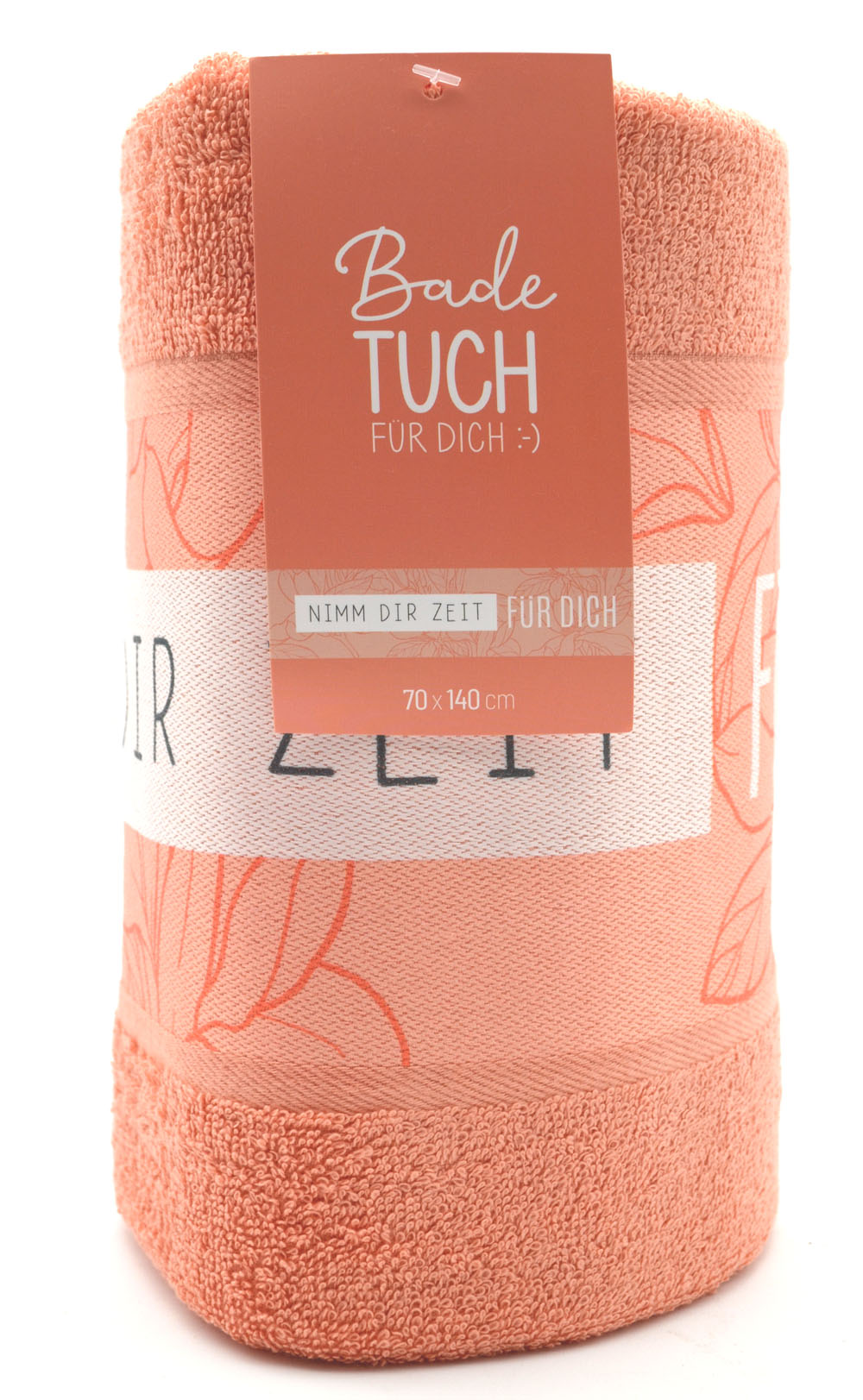 Badetuch Strandtuch "Nimm Dir Zeit" 70x140 cm orange