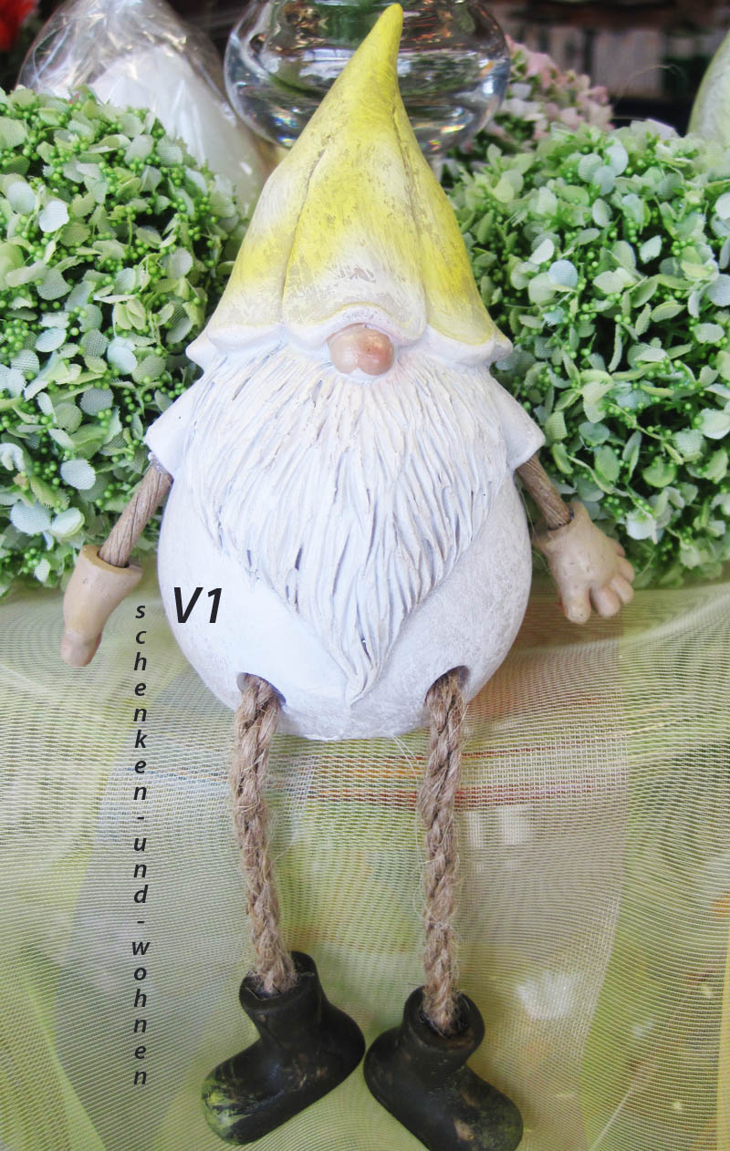 Deko-Zwerg - Kantensitzer mit spitzen Bart , V1 ca. 18 cm