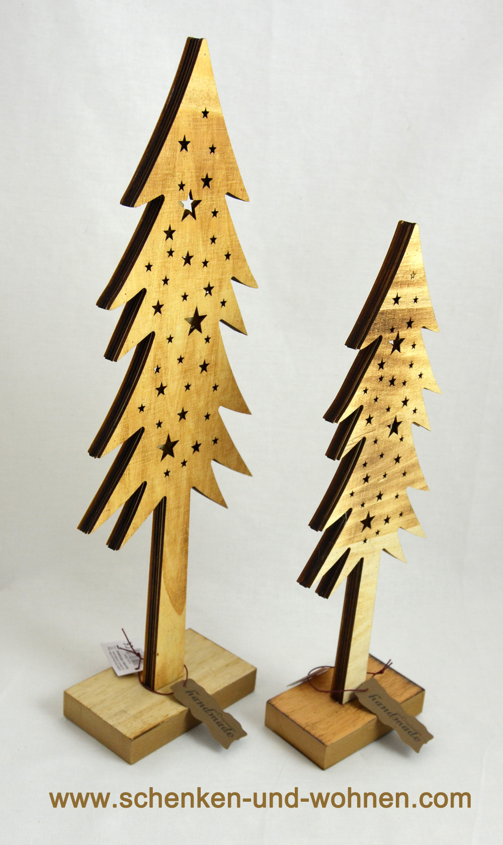 Tanne Holz natur geflammt mit LED ca. 34 cm