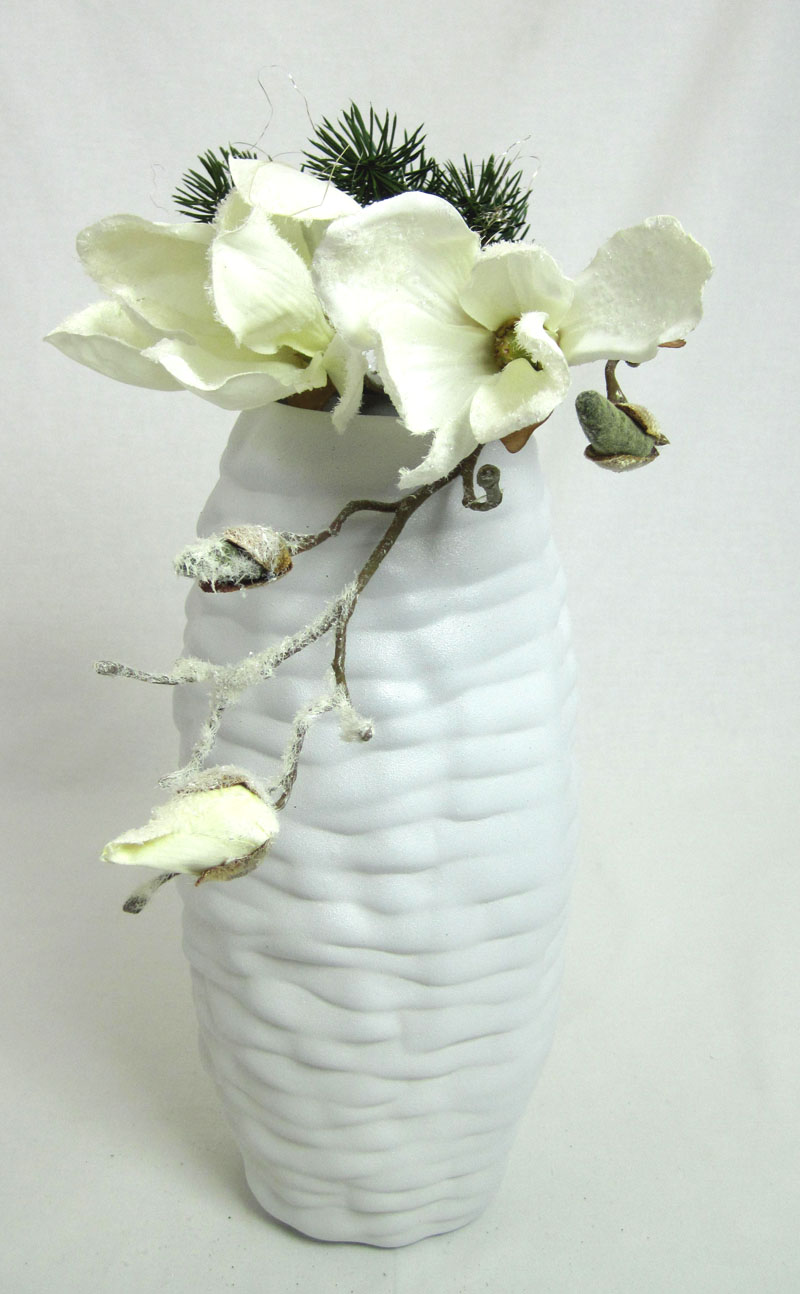 Keramik Vase Weiß matt, leicht schimmernd, unbestückt ca. 29 x 13cm H/B