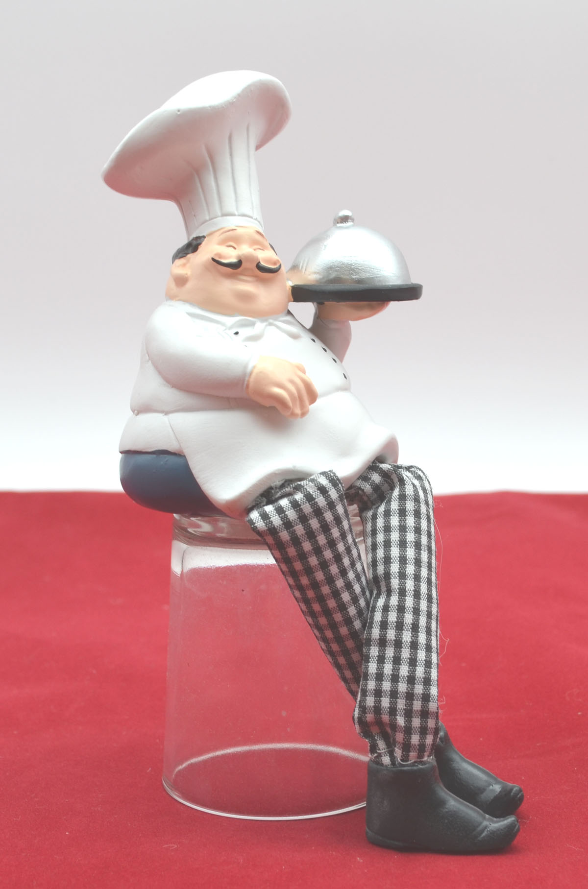Kantensitzer Koch "Sternekoch" kariert weiss Kunstharz