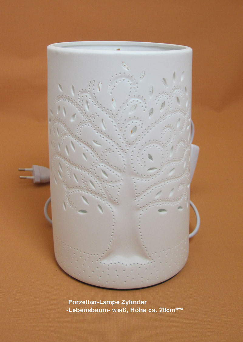 lampe_34919_d2auyBpKci30igE Porzellan-Lampe Zylinder -Lebensbaum- weiß, Höhe ca. 20cm