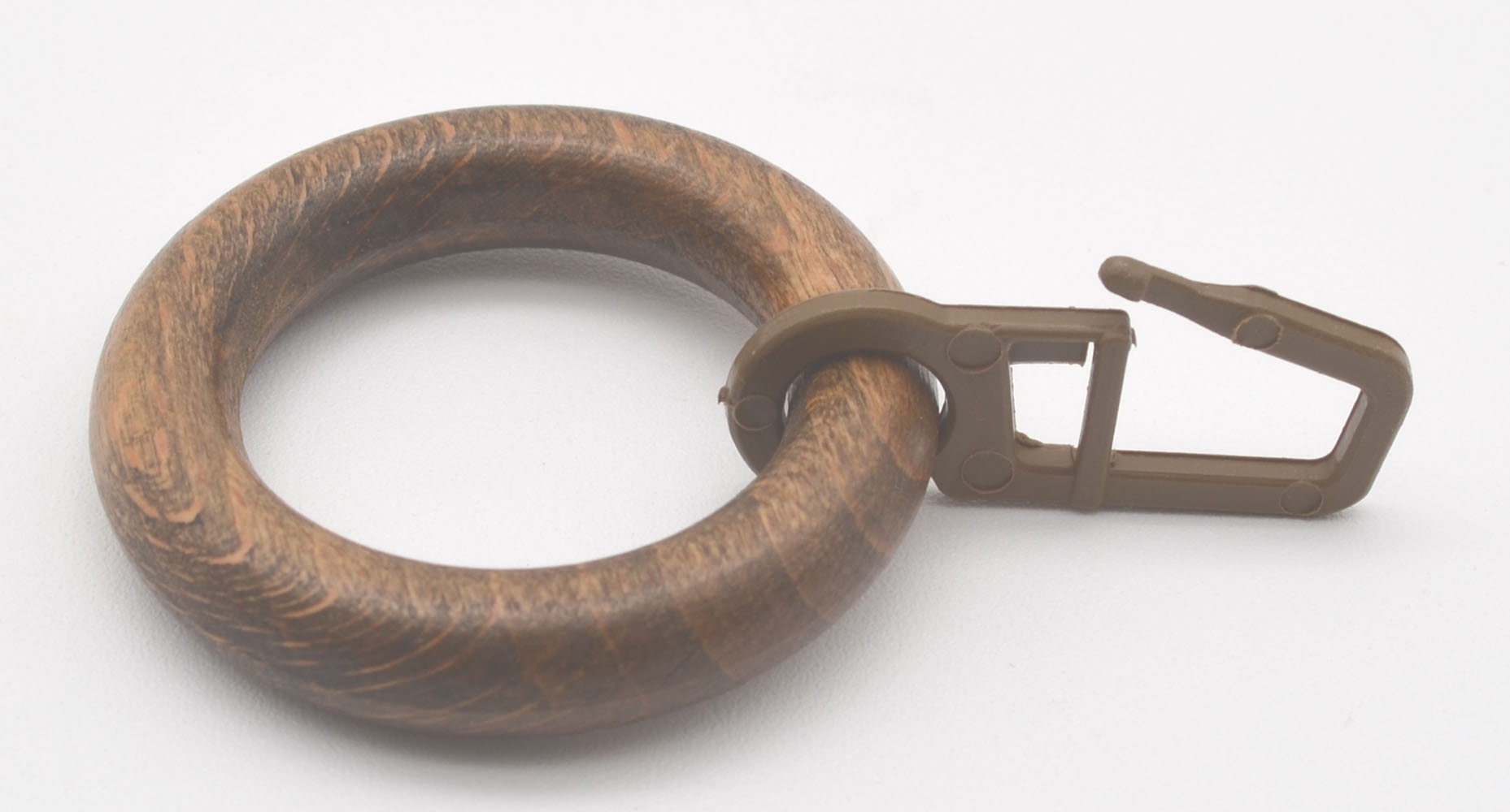 4Stück Holz-Ringe mit Faltenhaken für Stangen mit Ø 20mm Nussbaum