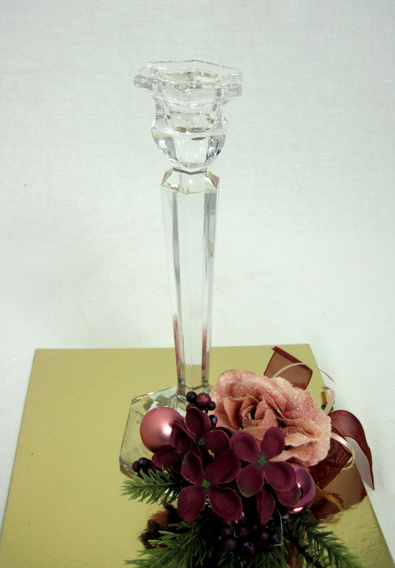 1 Deko-Kerzenhalter aus Glas für Stabkerzen ca. 21cm hoch