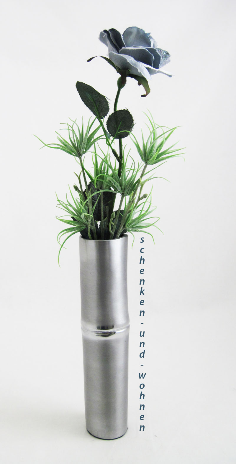 Dekoelement Blumenvase "Bamboo" Alu matt gebürstet ca. 24 cm hoch