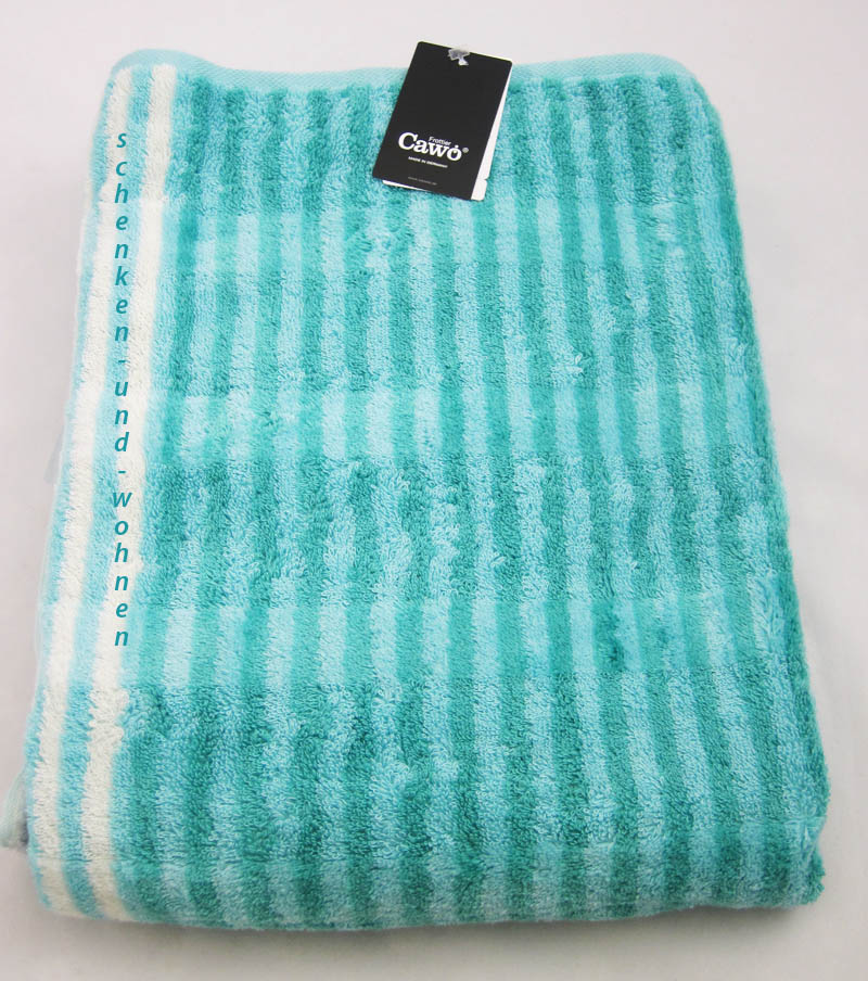 Duschtuch Noblesse Cashmere Streifen, Fb. 14 Türkis ca. 80 x 150 cm