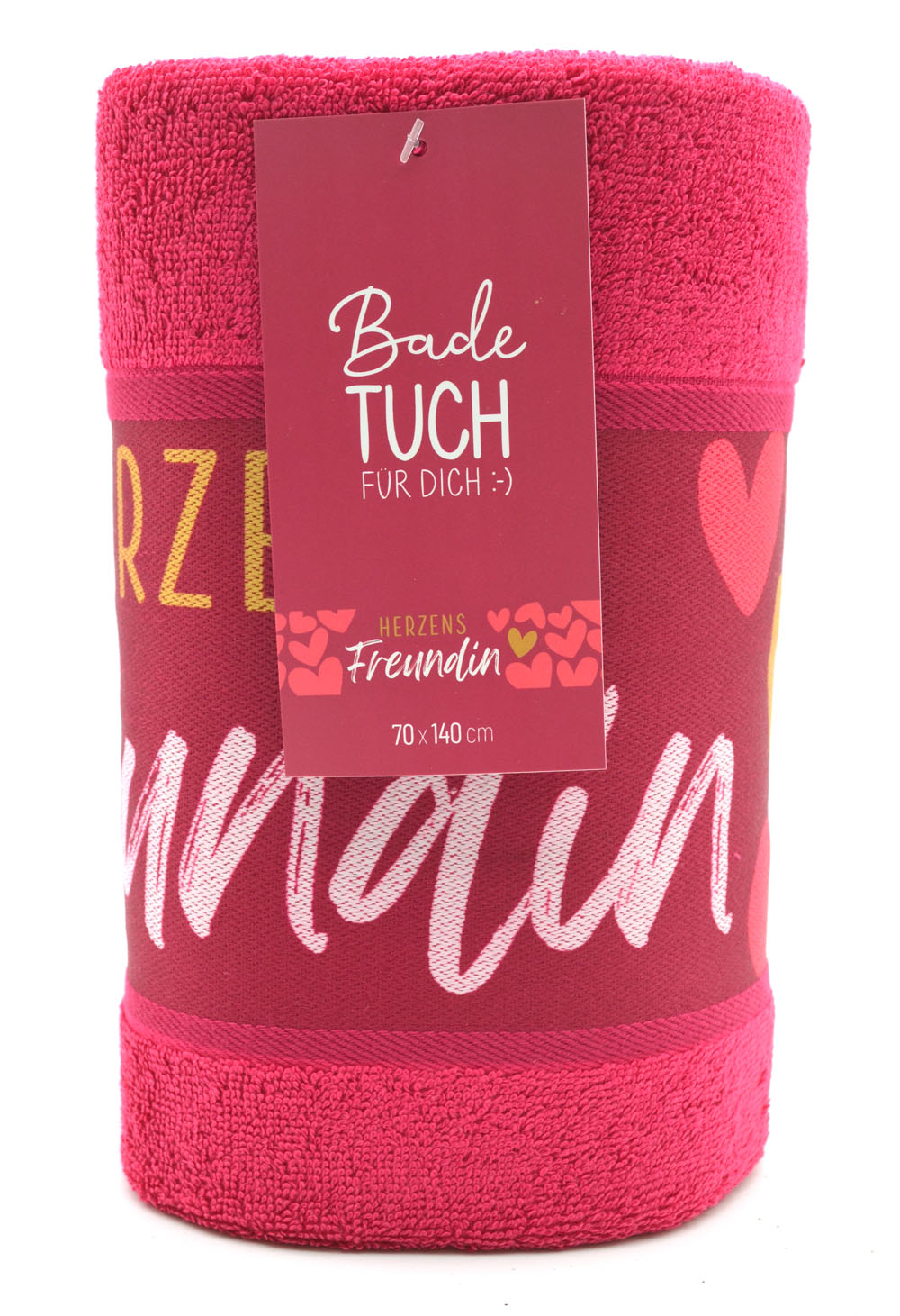 Badetuch Strandtuch "Herzensfreundin" 70x140 cm pink
