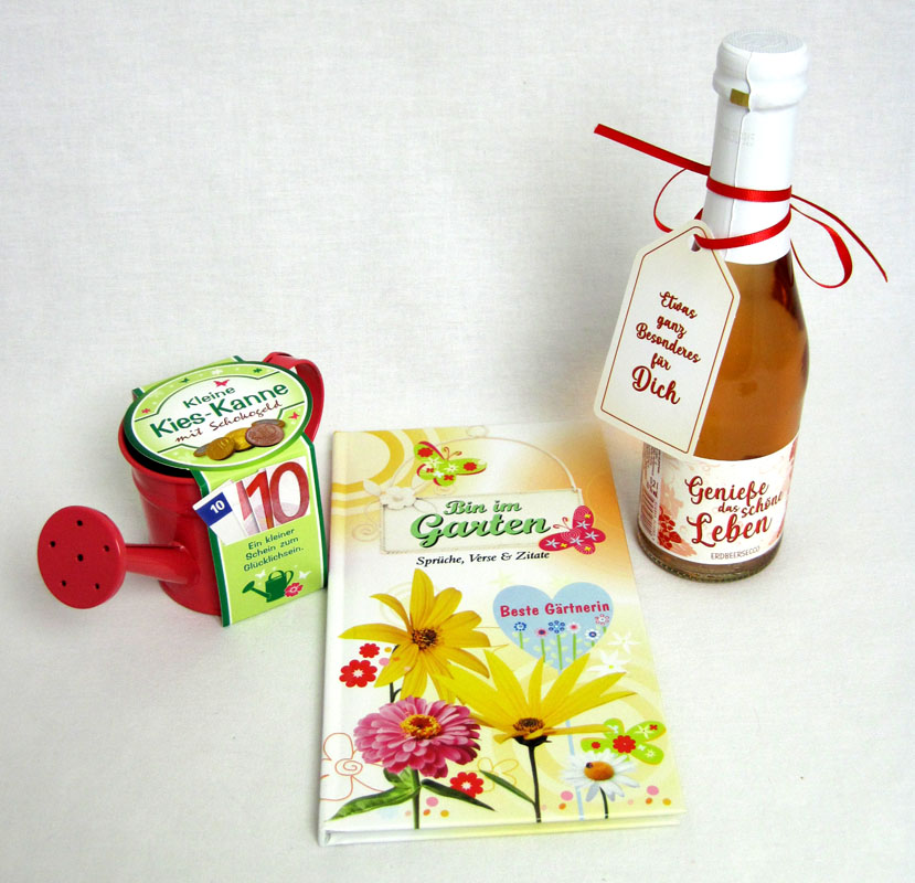 geschenk-set_garten_gieskanne_sekt_d1 Geschenk-Set Gärtnerin - Buch, Schoko-Gieskanne, Erdbeersecco