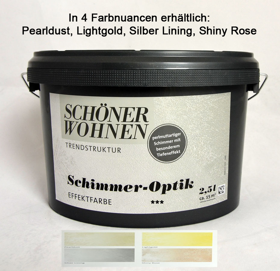 Schimmer-Optik Effektfarbe Pearldust 2,5 l incl. Kreativzusatz Schöner Wohnen