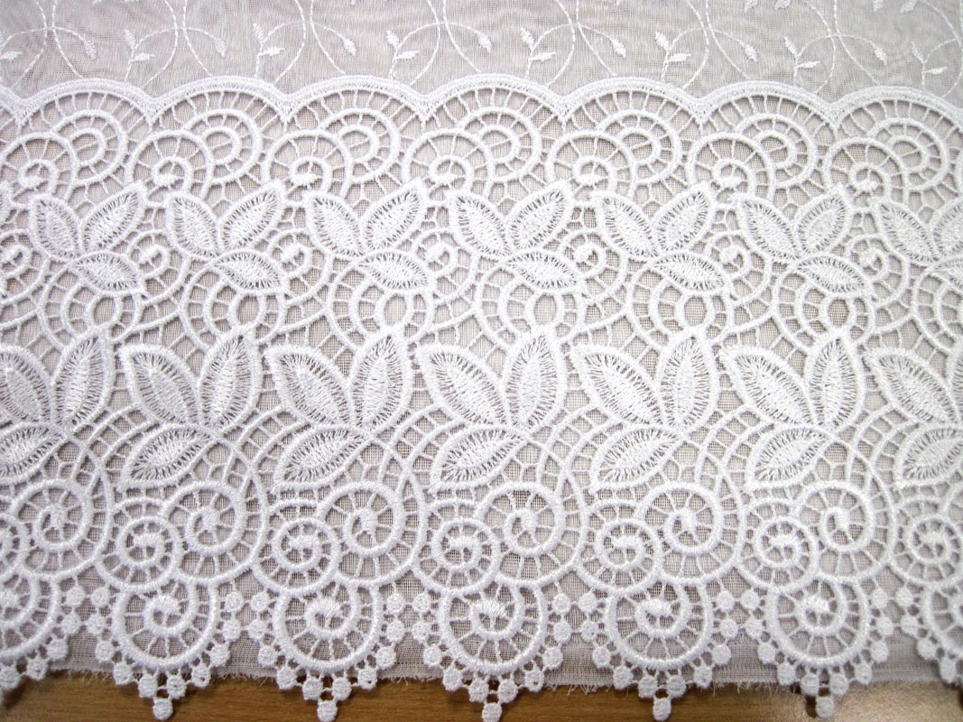 Meterware Gardine Stickereistore Doppelkante 11049 weiss, Höhe 180 cm