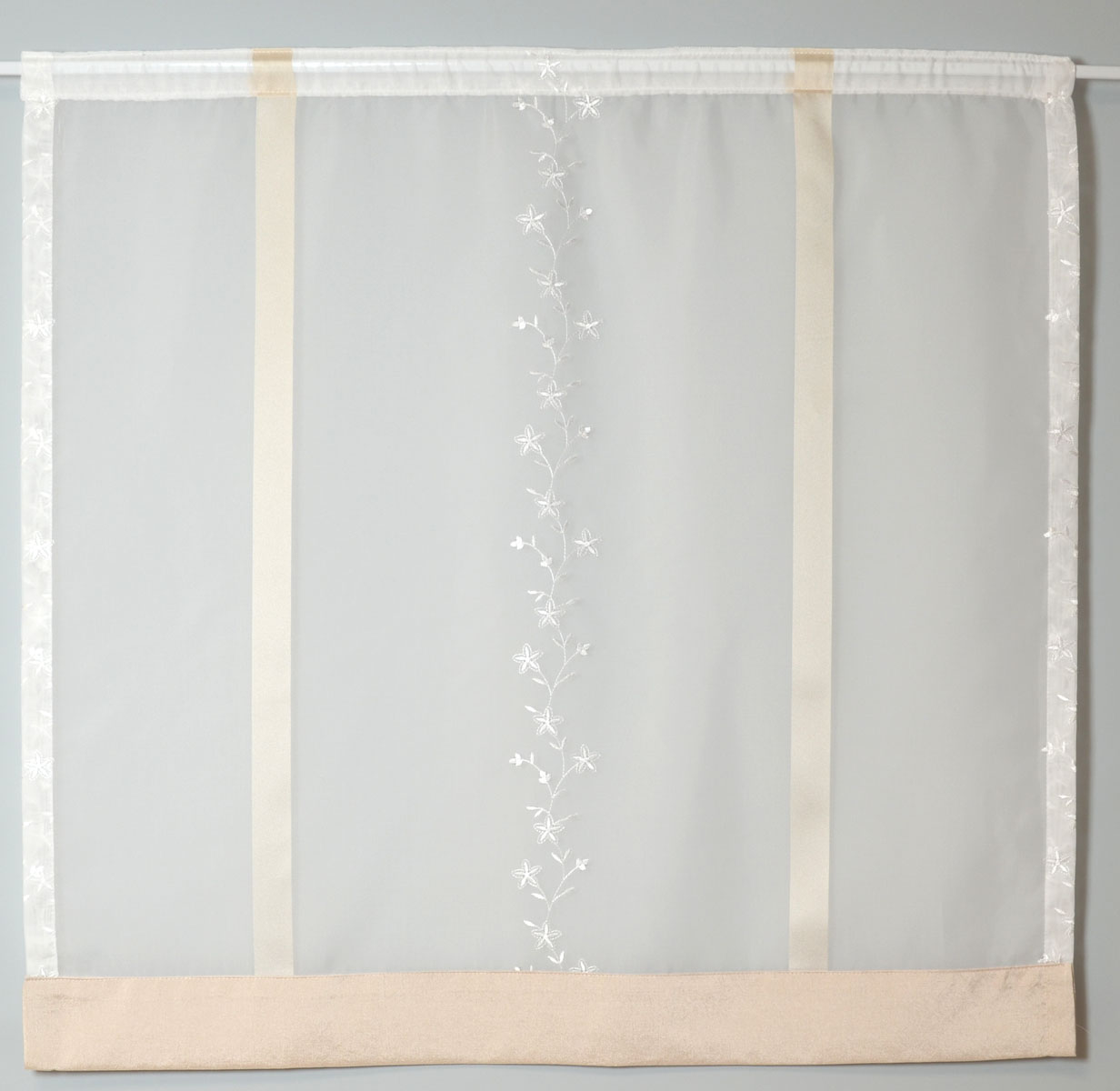 Fertiggardine Scheibenstores 77x75 BxH weiss-beige