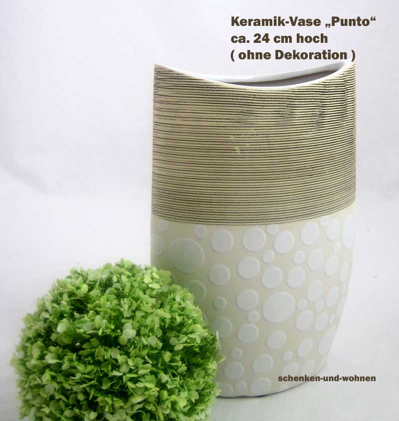 Keramik-Vase "Punto" creme/braun/weiß ca. 24 x 6,5 x 16 cm (H/T/B)