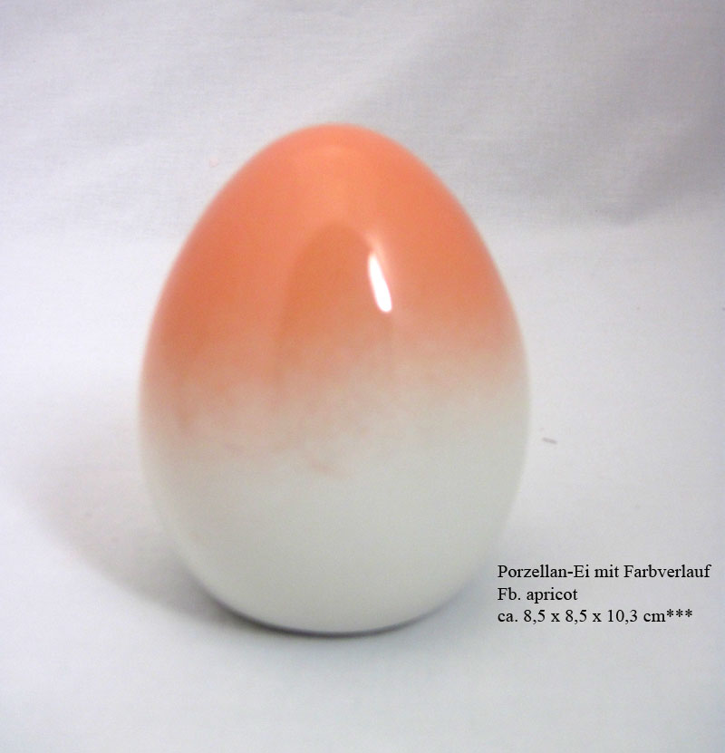 Porzellan - Ei mit Farbverlauf apricot ca. 6,6 x 6,6 x 7,8 cm
