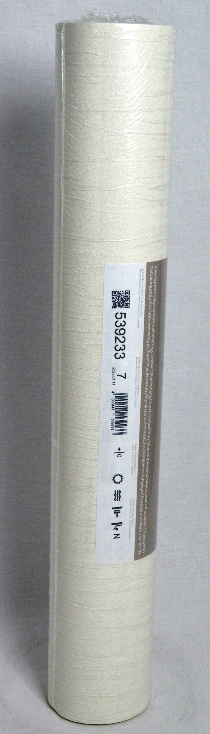 Vliestapete 539233 Uni längsorientiert Cremeweiß 0,05mx0,53m