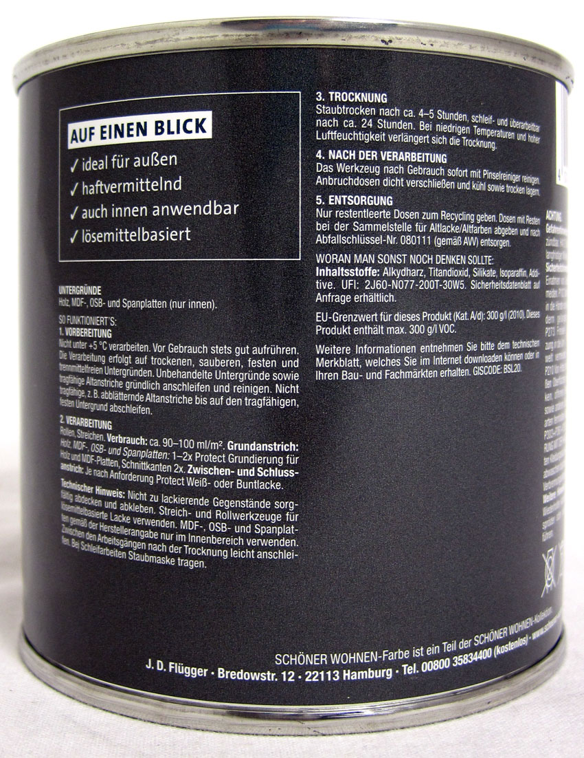 Protect - Grundierung für MDF-Platten und Holz weiß 375 ml