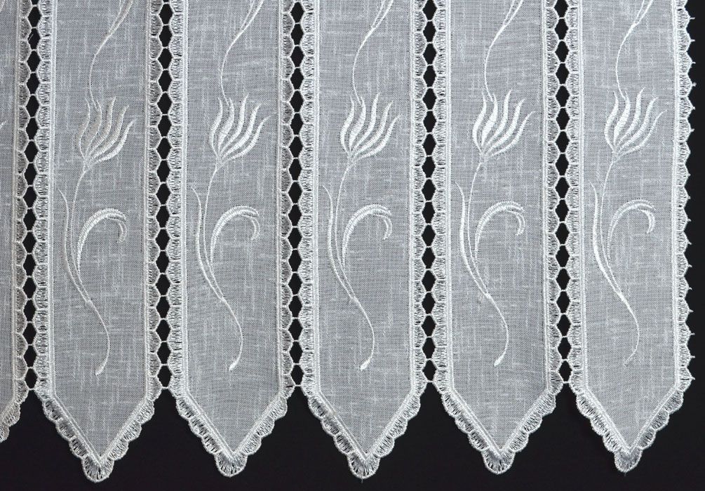 Kurzgardine Stickereipanneau Leinenoptik 45 cm x 16 cm (2 Teile)