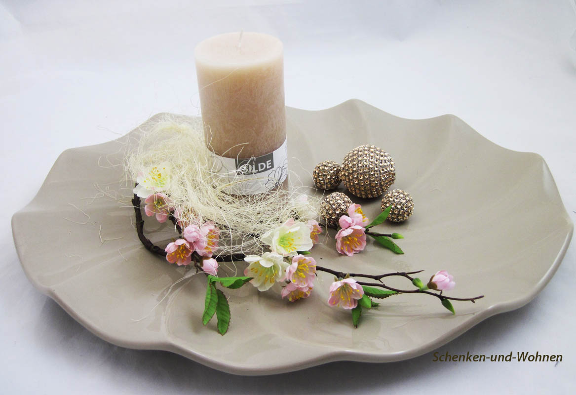 Moderne Deko - Schale / Teller oval Taupe, ca. 46 x 36cm