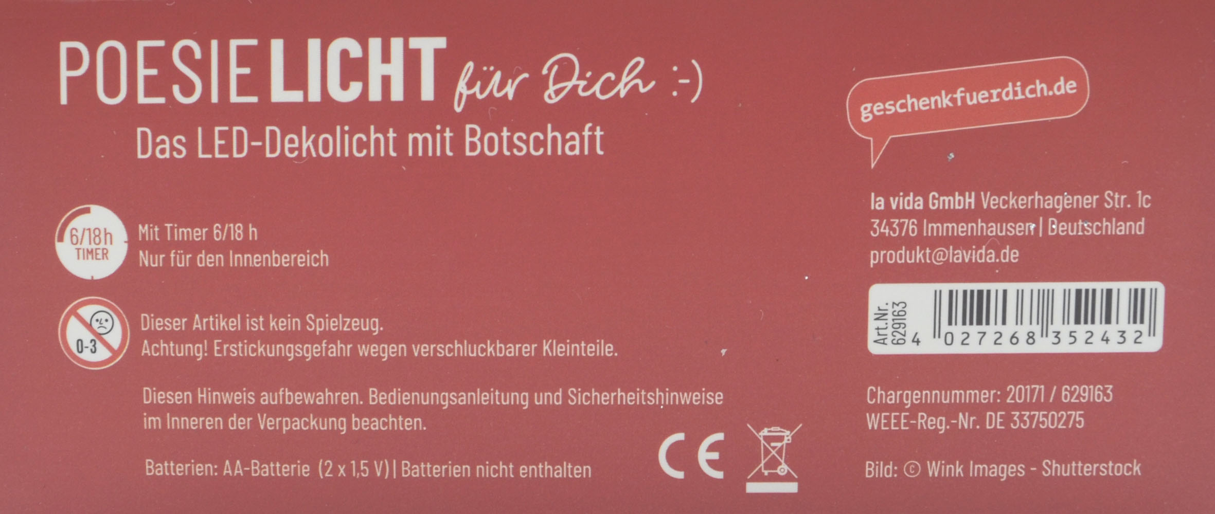 LED-Laterne Poesielicht Chiller zum Stehen oder Hängen mit Timer 16x13,x5 cm 