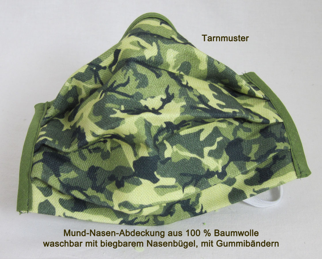 Mund-Nasen-Abdeckung Tarnmuster zum Männertag ca.17x10 cm mit Gummi