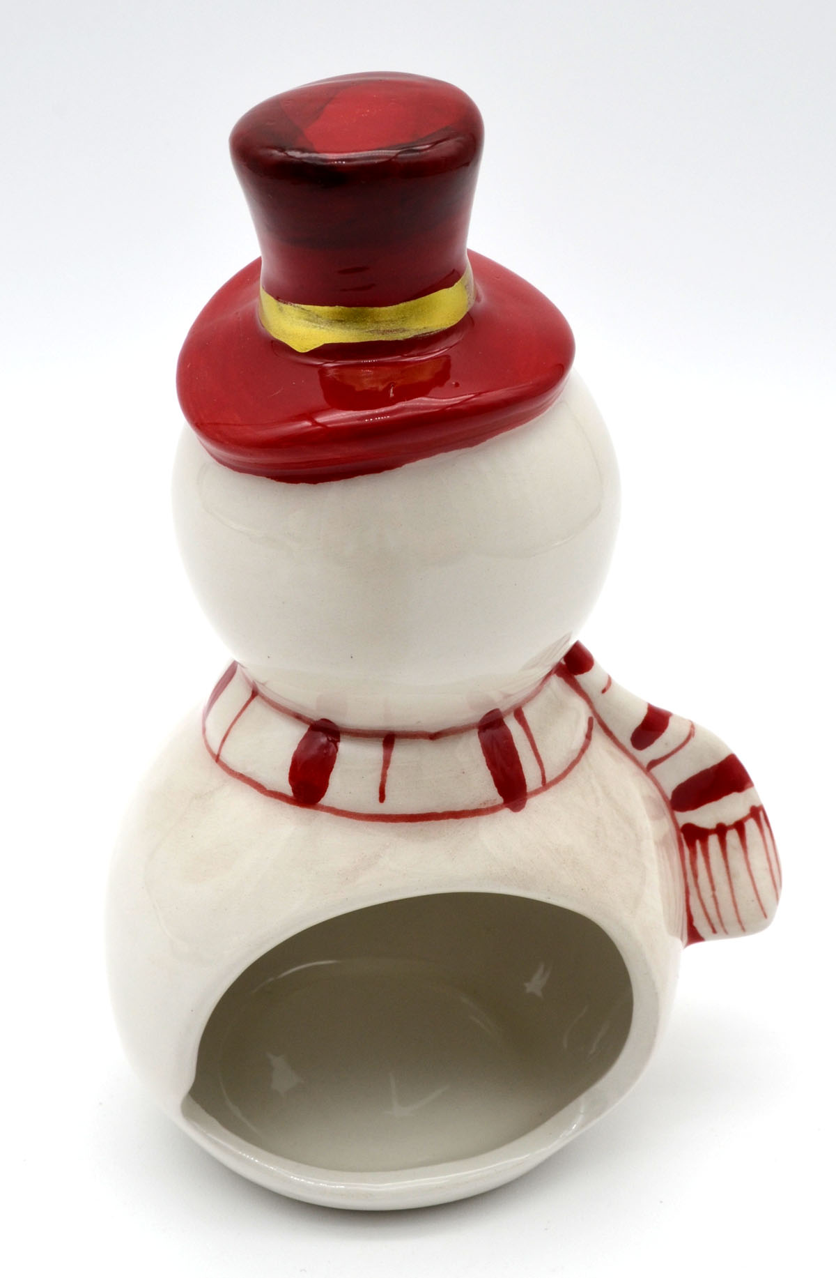 Keramik-Schneemann-Teelichthalter Werni mit Zylinder 14,5 cm