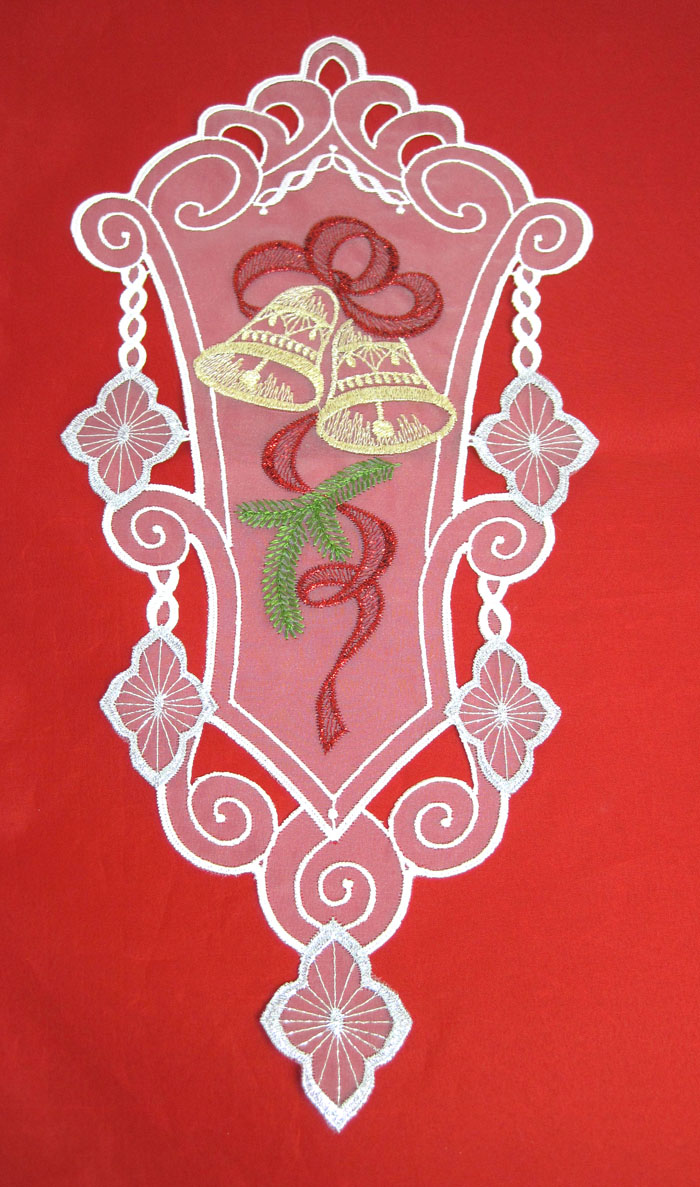 Plauener Spitze - Fensterbild "Glocken" ca. 48 x 20 cm (H/B)