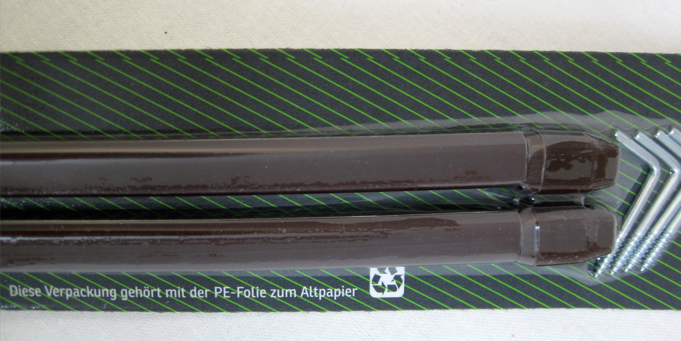 2-er Vitrage Gardinenstange flach oval, Braun ausziehbar 60 - 90 cm