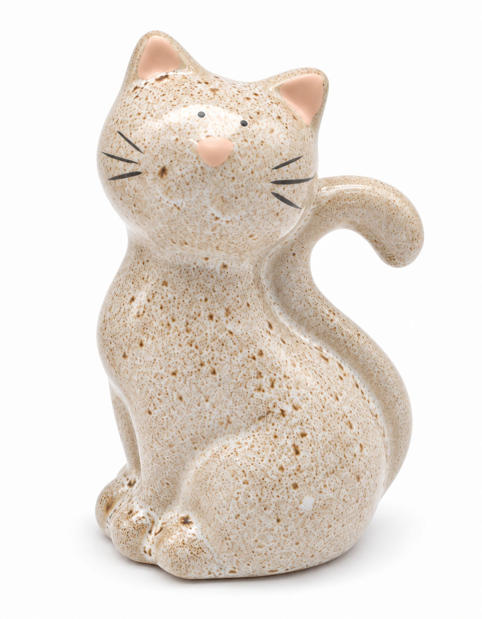 Deko-Katze aus Porzellan – 11 cm creme