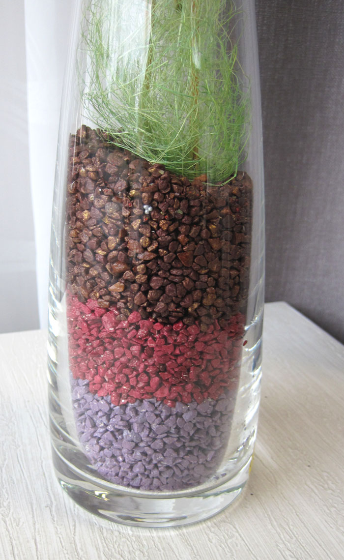 Glas-Vase bestückt künstlich mehrfarbig ca. 83 cm hoch B-Ware