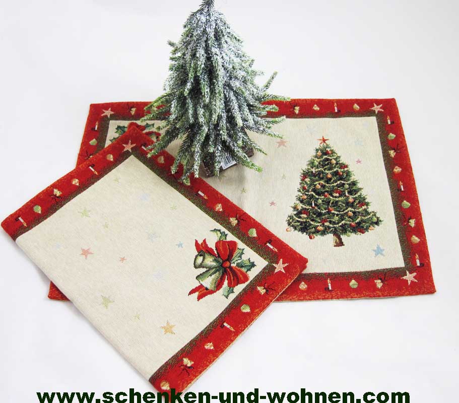 platzdeckchen_tannenbaumQstxJs6n8vLZj Platzdeckchen "Tannenbaum" Beige/Rot, Gobelin 30 x 43 cm