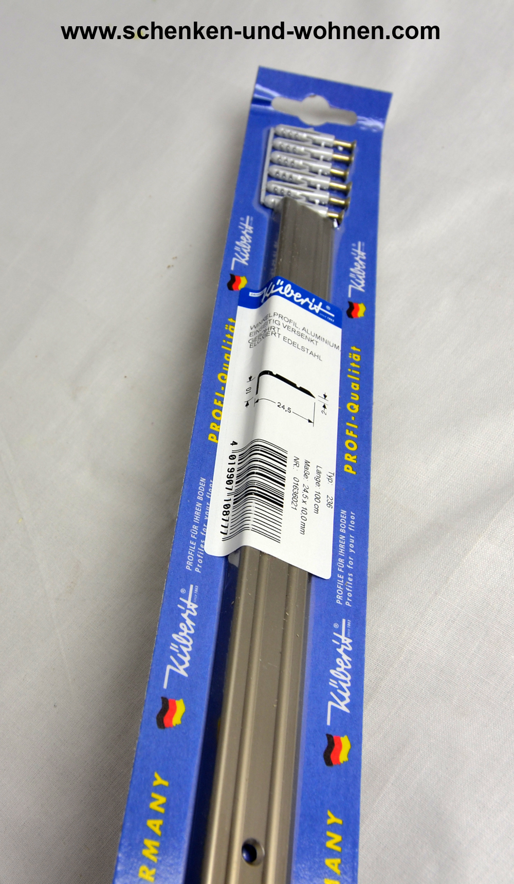 Winkelprofil Eloxiert Edelstahl 10x24,5 x 1 m gebohrt