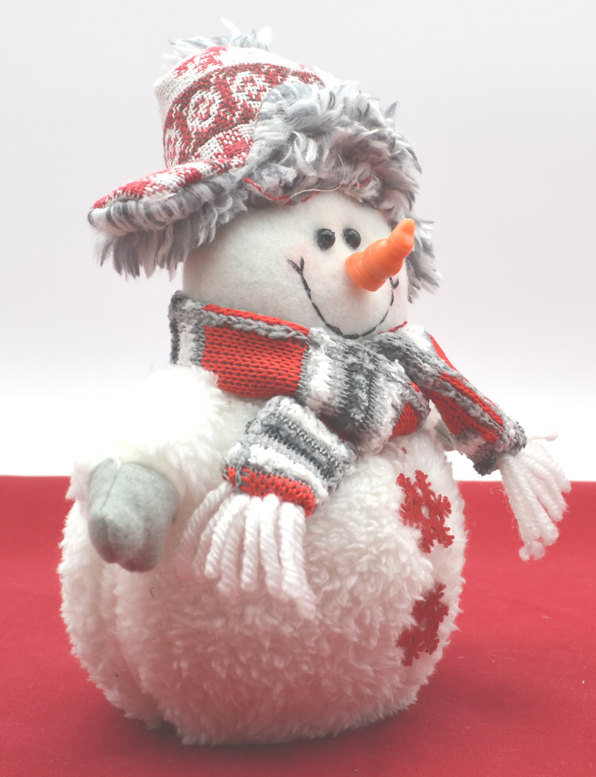 Schneemann Textil kuschelig mit Schal und Mütze 20 cm