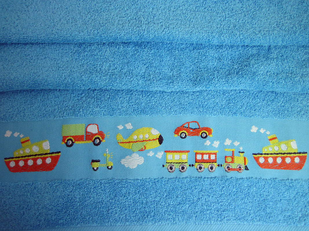 Kinder - Handtuch - Stickerei "Autos", blau mit Stickkante ca. 50x100cm (BxL)