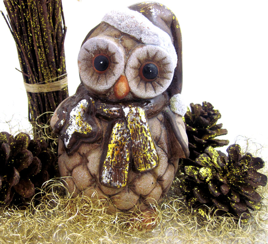 poly_-_eule_gold_silber_1 Eulen-Nudelpräsent mit Gourmet-Pasta-Sauce und Keramik-Eule