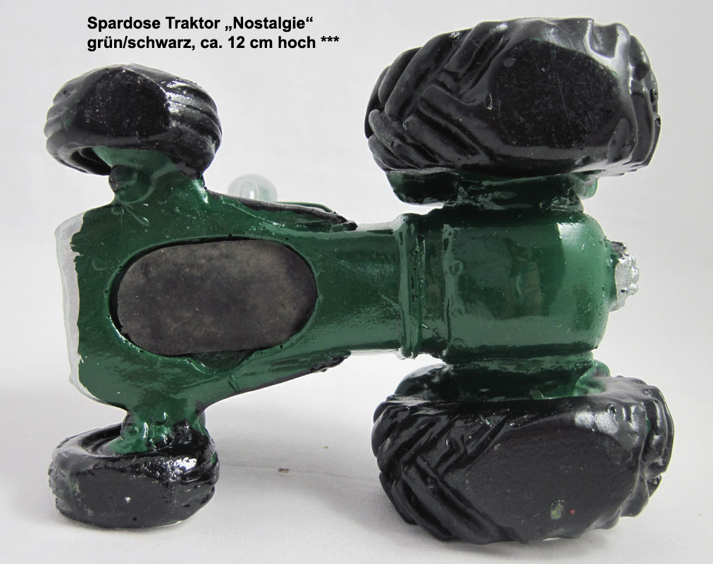 Spardose Traktor Nostalgie, grün/schwarz, ca. 12 cm hoch