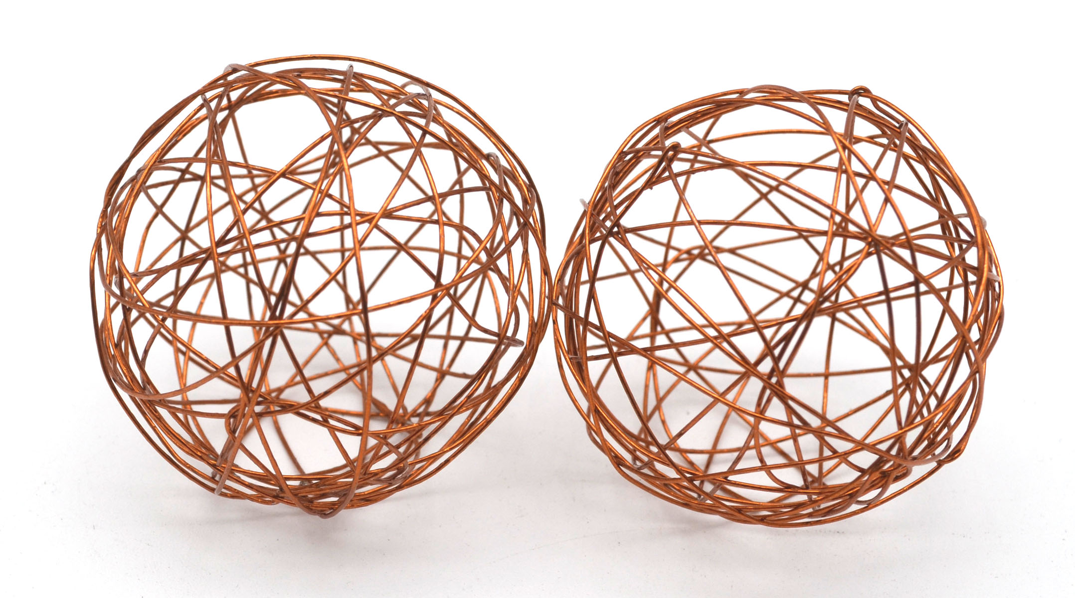 2 Stück Drahtbälle, Drahtkugeln Dekokugel kupferfarben 5 cm