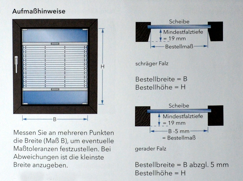 Plissee verspannt für Falzmontage 687x950mm (B/H)
