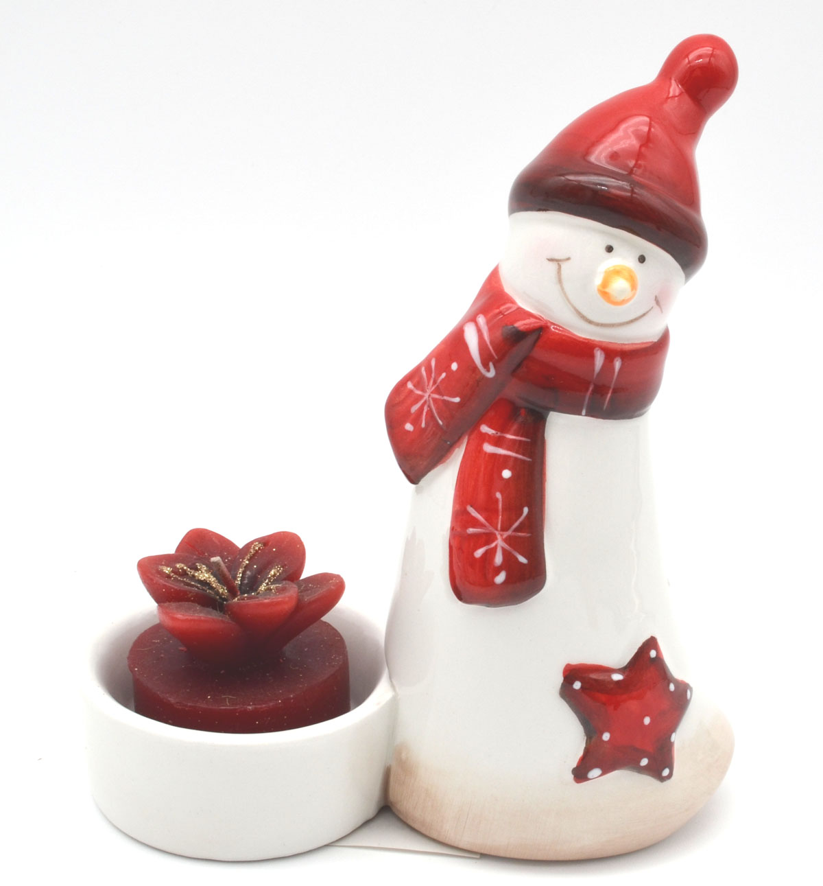 Keramik-Teelichthalter Schneemann Frosti 13,5 cm