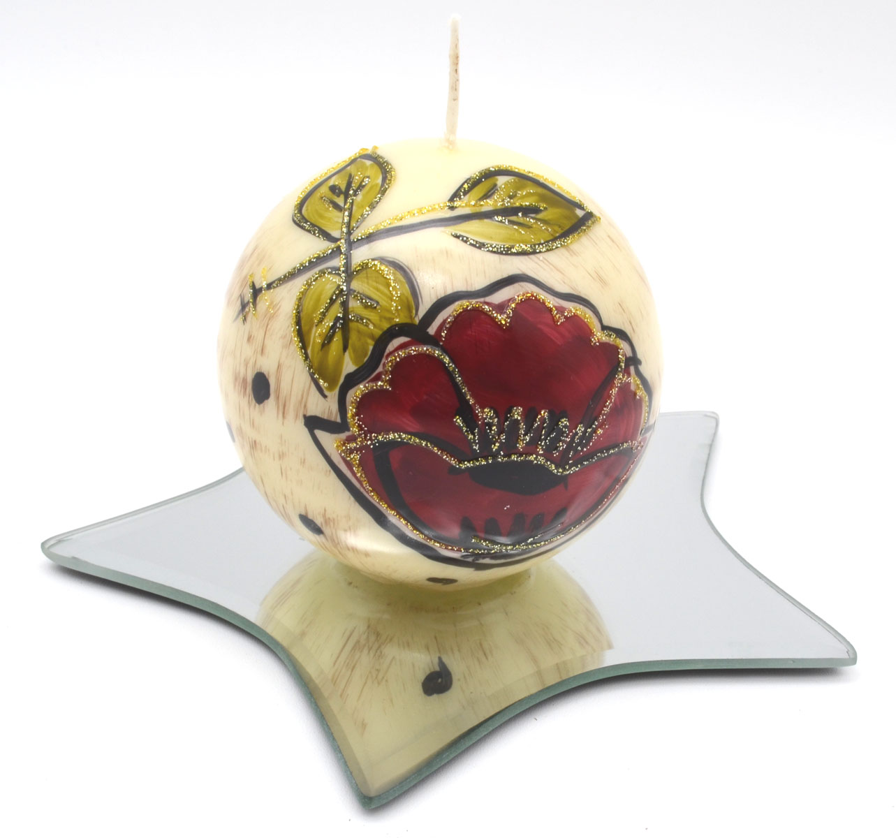 Kugelkerze "Amaryllis" Creme-Bunt, Ø ca.8 cm