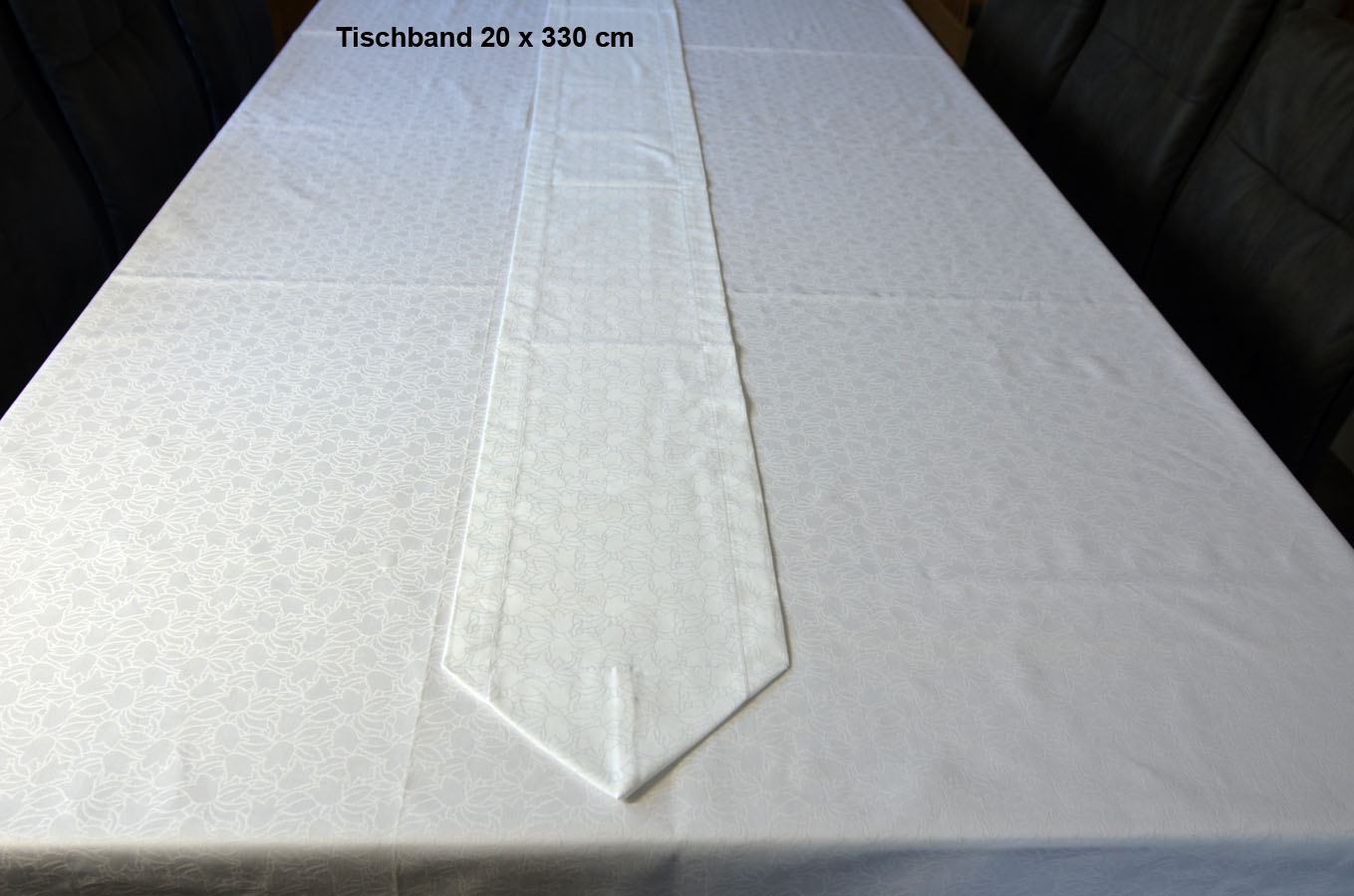Tischwäsche Tischband 20 x 330 cm weiß Floral