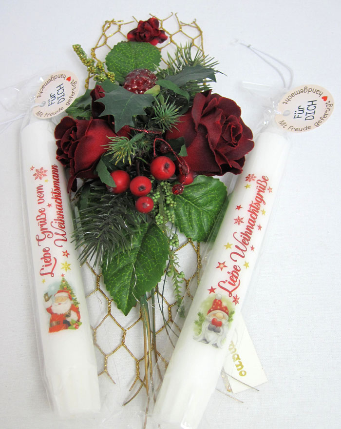 1 Stabkerze "Liebe Weihnachtsgrüße" Höhe 19 cm