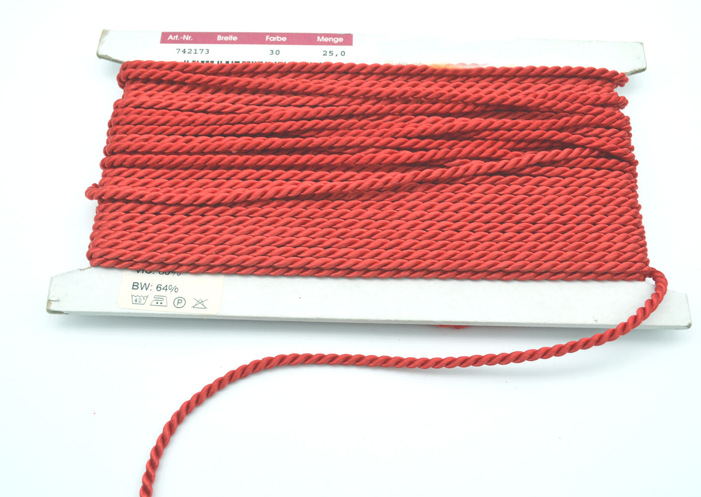 3 m Kordel gedreht 3 mm rot