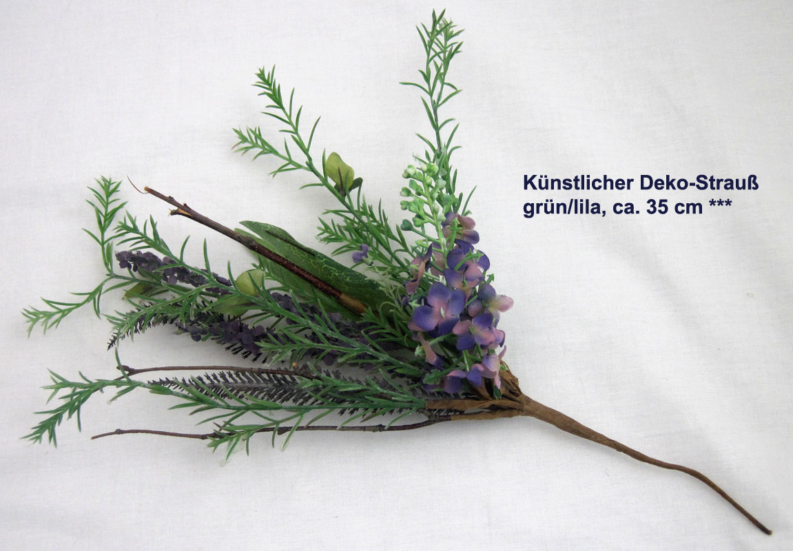 Künstlicher Deko-Strauß, grün/lila, ca. 35 cm
