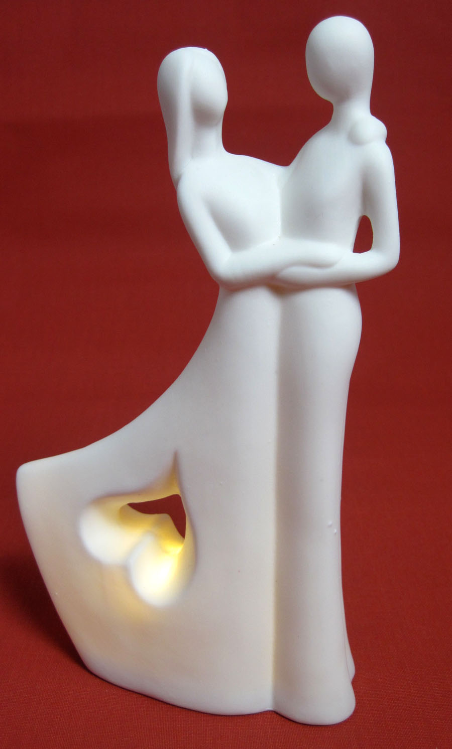 Porzellan Paar mit LED-Timer cremeweiss, ca. 21 cm