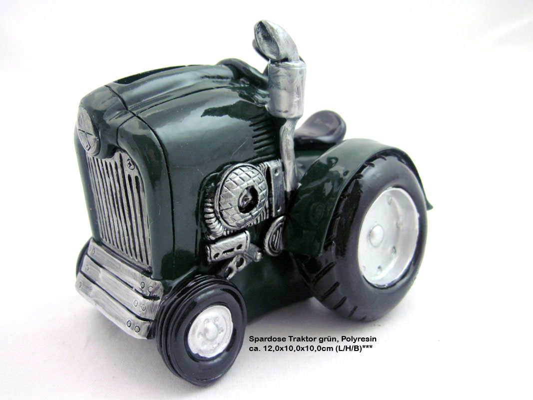 Spardose Traktor Nostalgie, grün/schwarz, ca. 12,0x10,0x10,0cm (L/H/B)