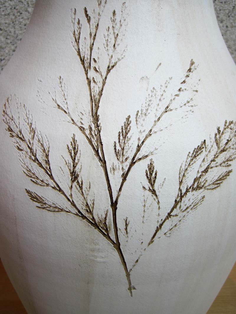 Keramik Vase Bodenvase "Zweig" Creme ca.26x52cm B//H