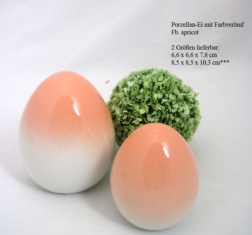 Porzellan - Ei mit Farbverlauf apricot ca. 6,6 x 6,6 x 7,8 cm