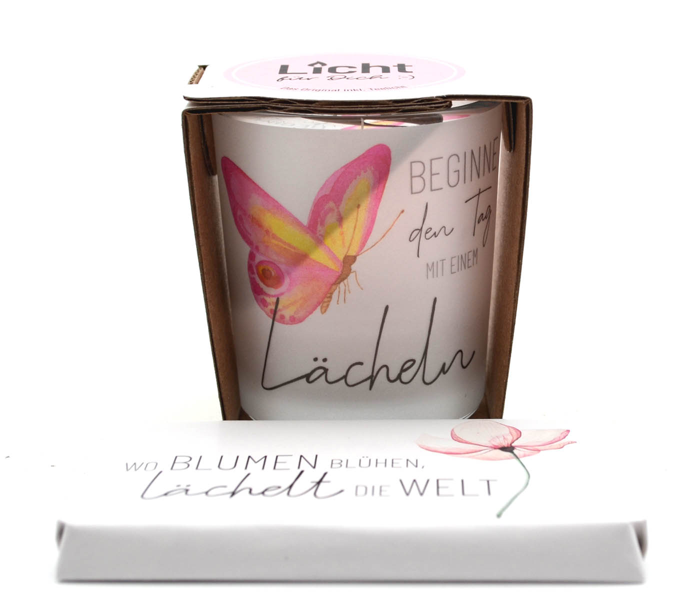 Lächeln-Set Windlicht mit Schokolade 